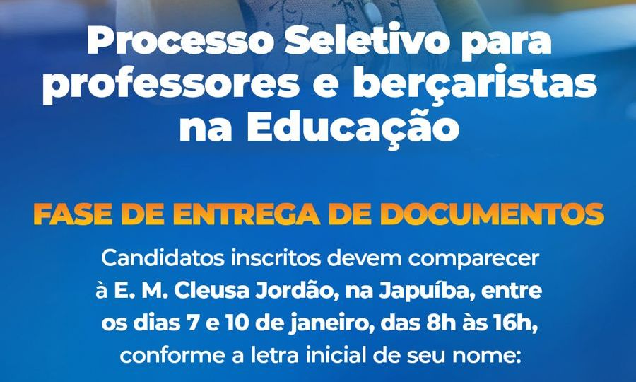 Organização da Entrega de Documentos do Processo Seletivo na Educação de Angra dos Reis