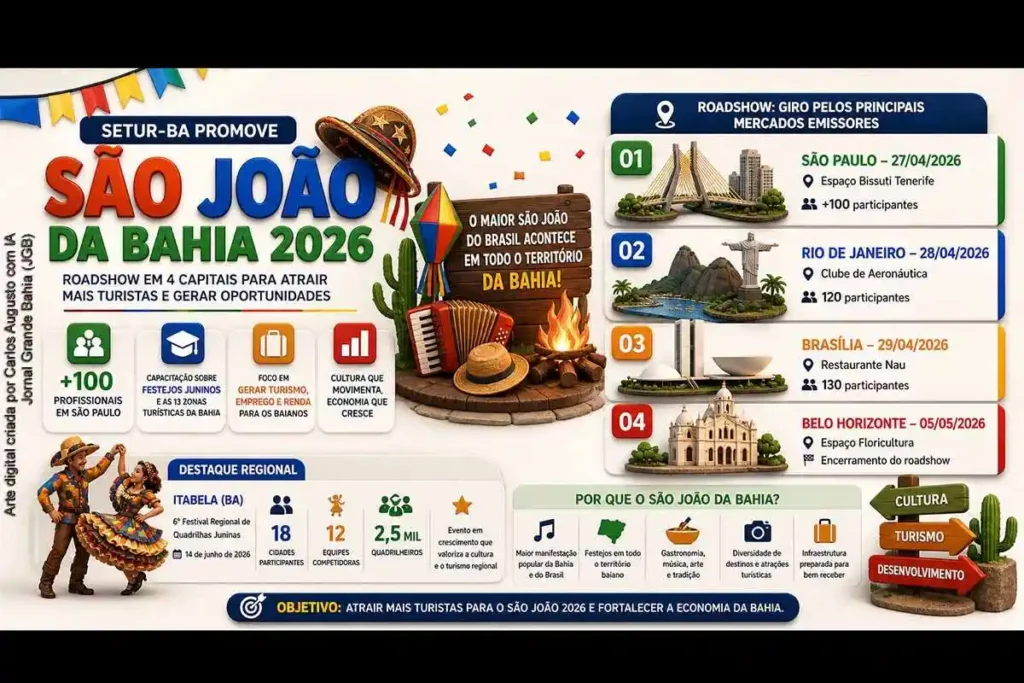 Promoção do São João da Bahia 2026: Setur-BA Intensifica Ações em Capitais Estratégicas